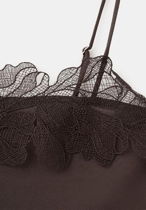 MANGO - Top lotus - dark brown