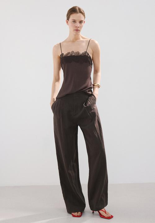 MANGO - Top lotus - dark brown