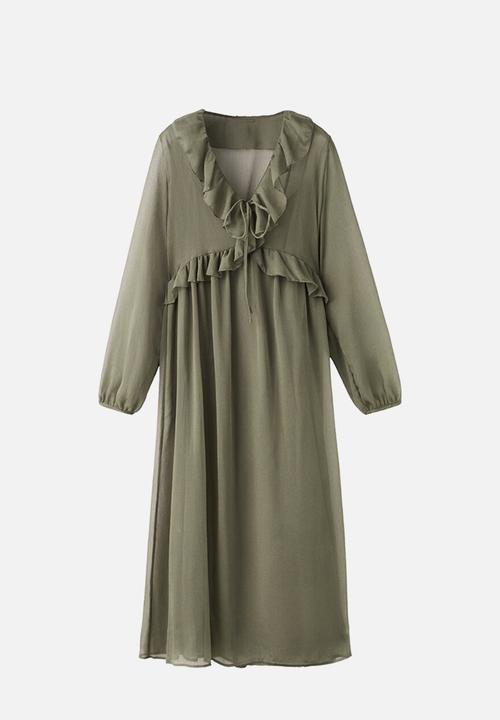 MANGO - Dress romance - beige/khaki
