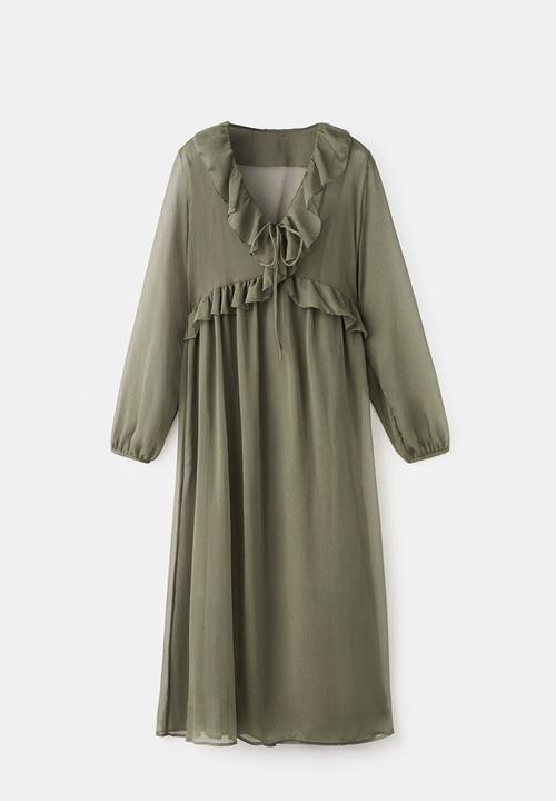 MANGO - Dress romance - beige/khaki
