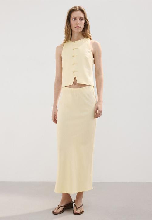 MANGO - Skirt laguna - light/pastel yellow