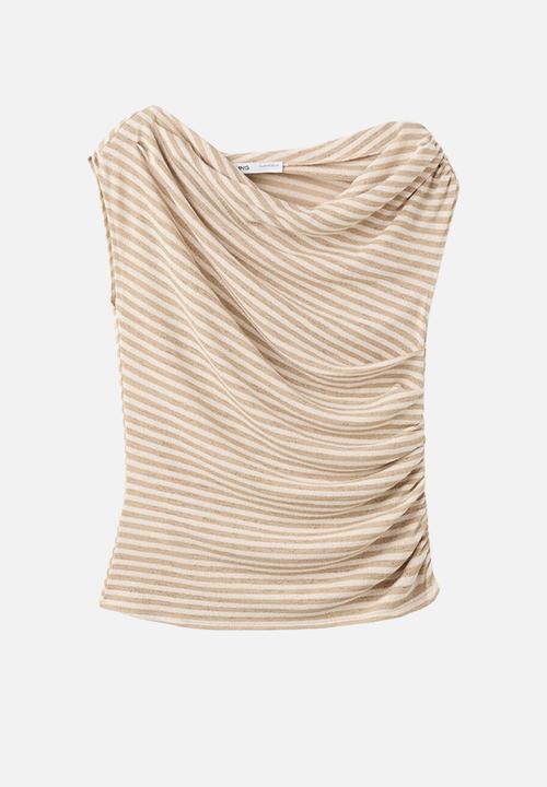 MANGO - T-shirt dela - light beige