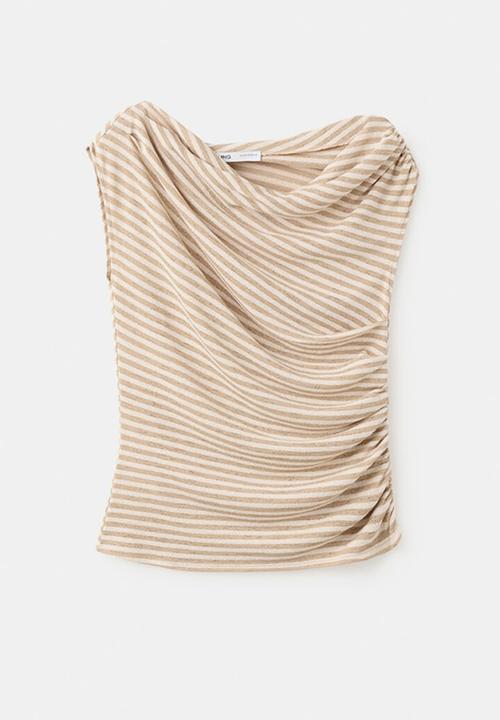 MANGO - T-shirt dela - light beige