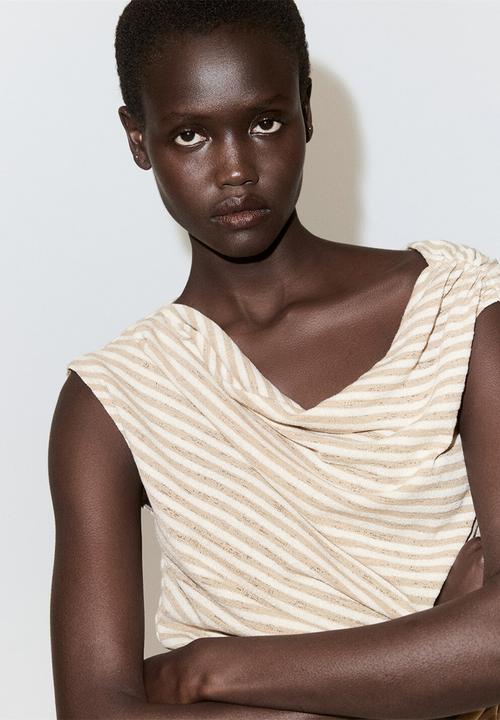 MANGO - T-shirt dela - light beige