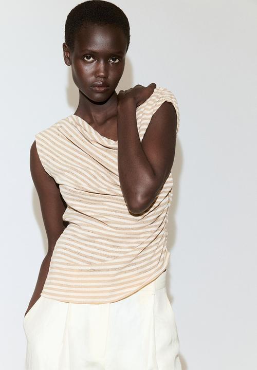 MANGO - T-shirt dela - light beige