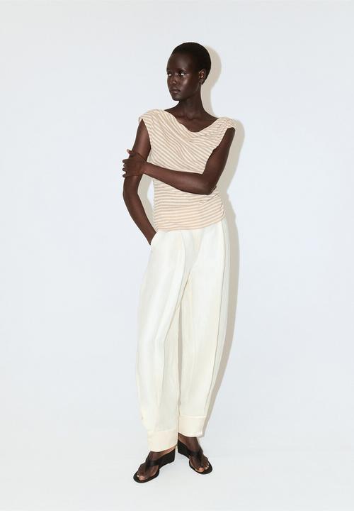 MANGO - T-shirt dela - light beige