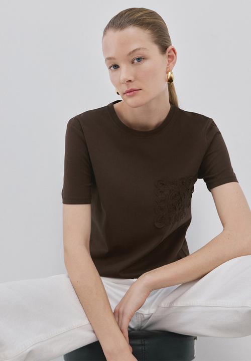 MANGO - T-shirt daisy - dark brown