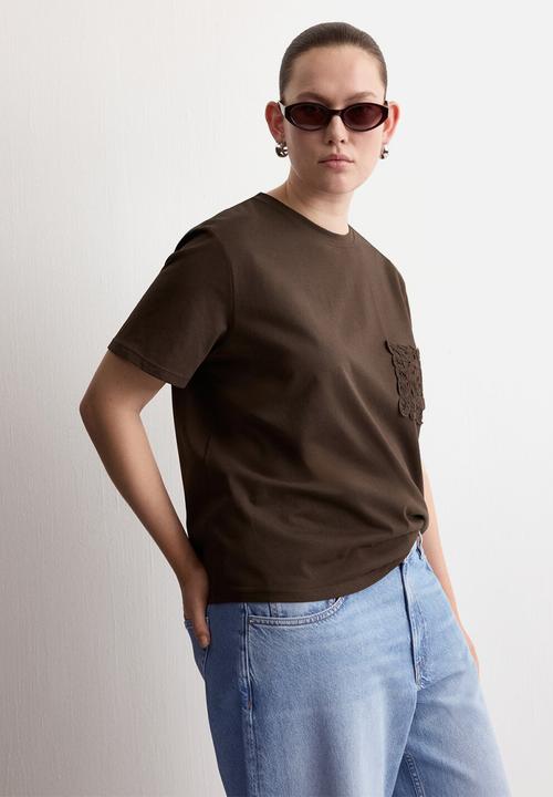 MANGO - T-shirt daisy - dark brown