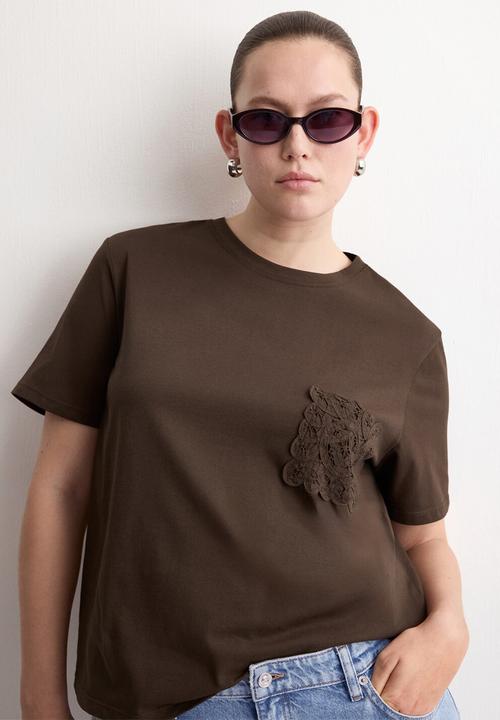 MANGO - T-shirt daisy - dark brown