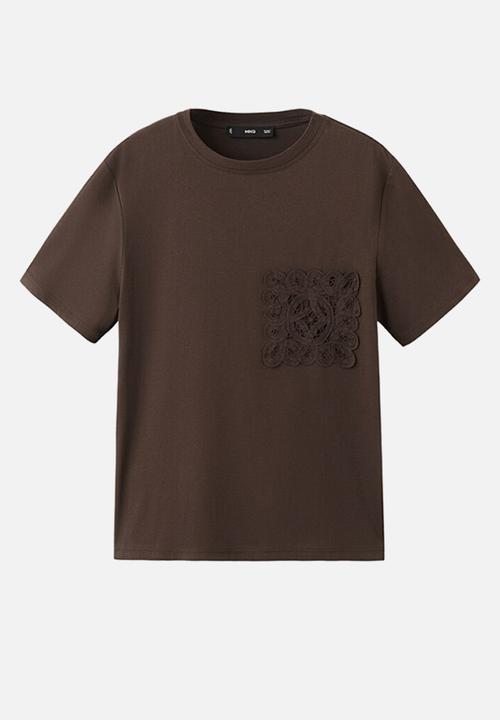 MANGO - T-shirt daisy - dark brown