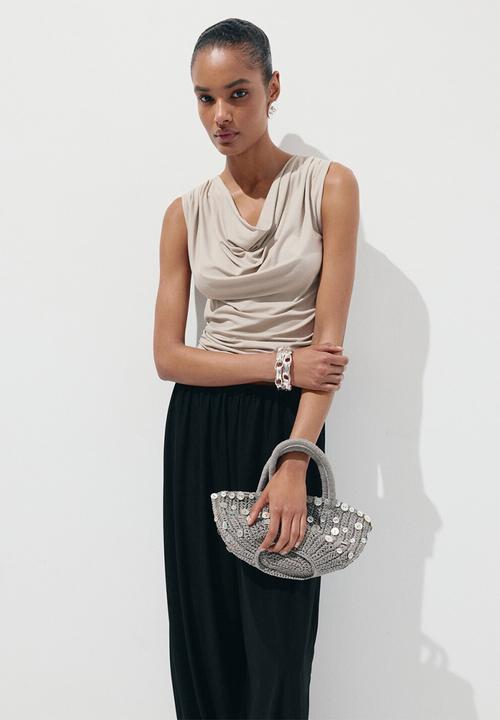 MANGO - Trousers corini - black