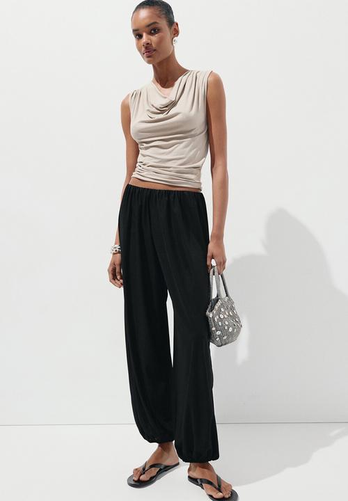 MANGO - Trousers corini - black