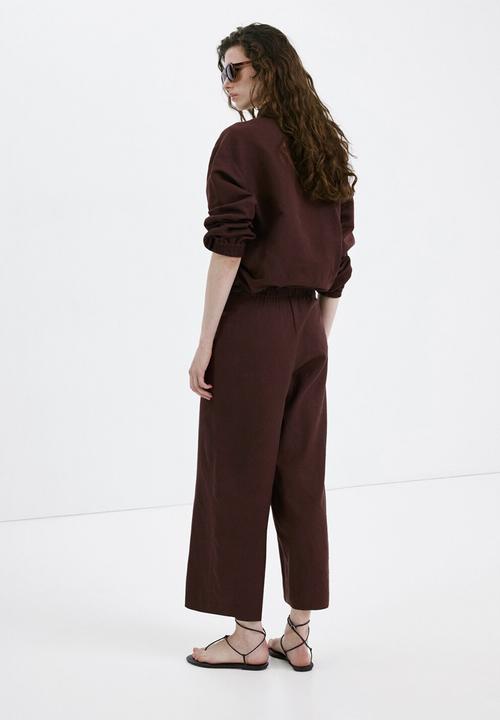MANGO - Trousers linovis - dark brown