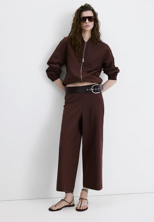 MANGO - Trousers linovis - dark brown