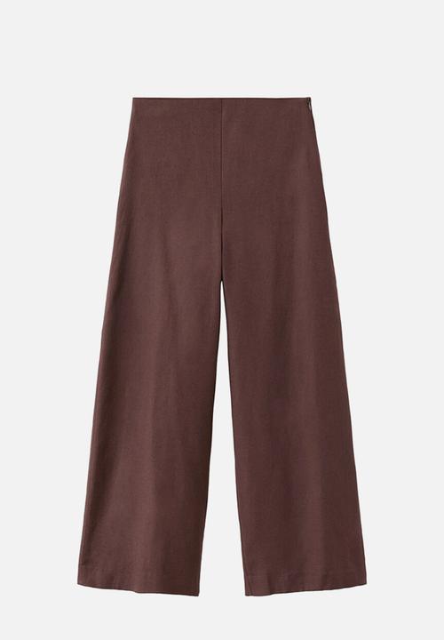 MANGO - Trousers linovis - dark brown