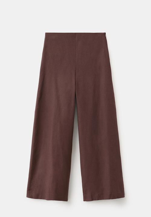 MANGO - Trousers linovis - dark brown