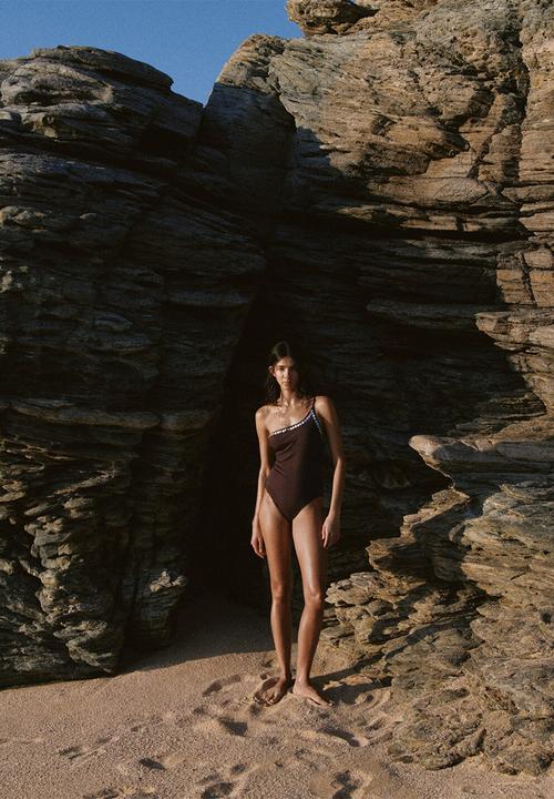MANGO - Swimsuit abacos- dark brown