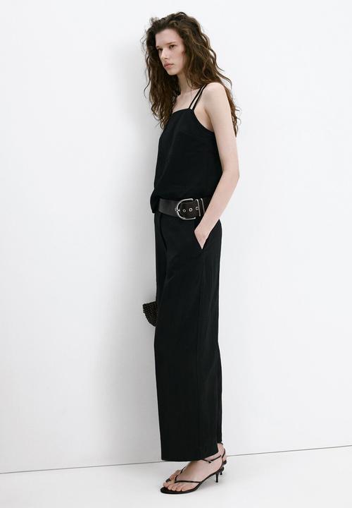 MANGO - Trousers espresso - black