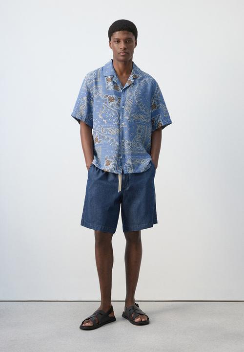 MANGO - Shirt Madras - Whitish-Blue