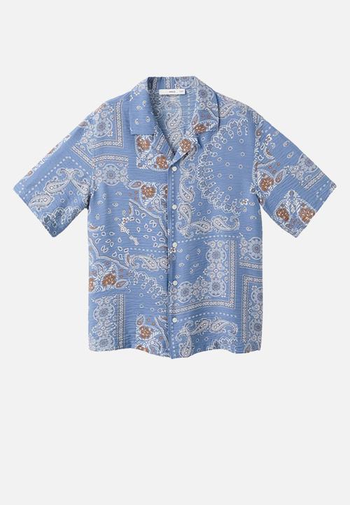 MANGO - Shirt Madras - Whitish-Blue