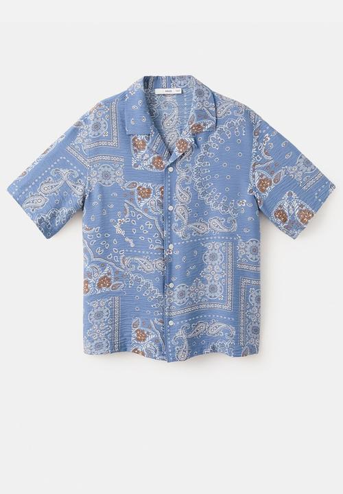 MANGO - Shirt Madras - Whitish-Blue