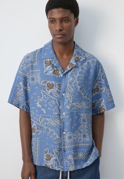 MANGO - Shirt Madras - Whitish-Blue