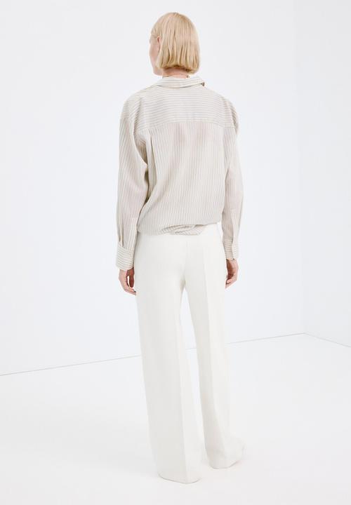 MANGO - Trousers white - white