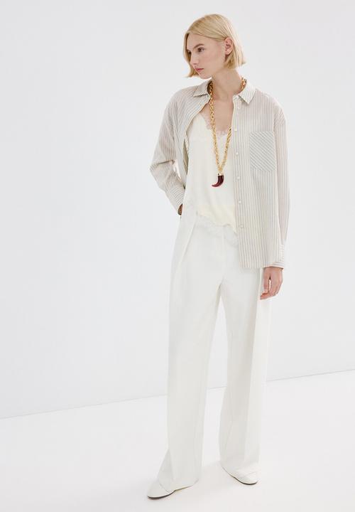 MANGO - Trousers white - white