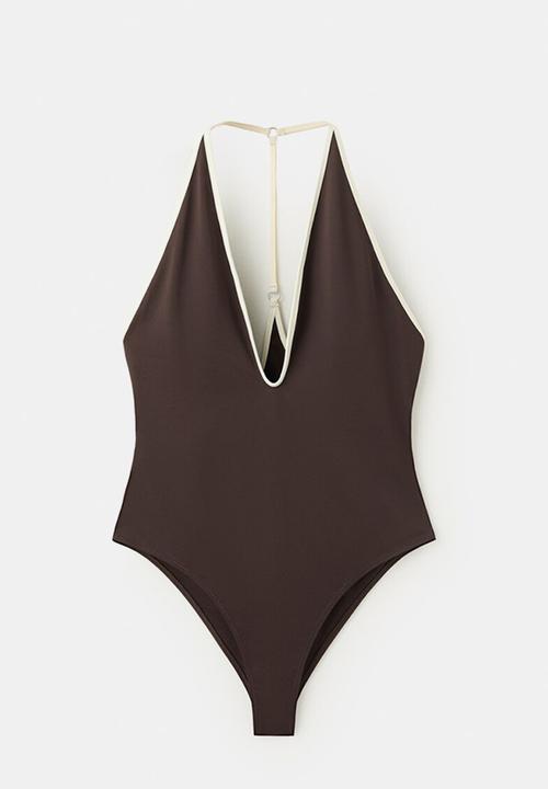 MANGO - Swimsuit puglia- dark brown