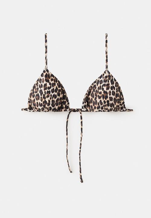 MANGO - Bikini top lea- brown
