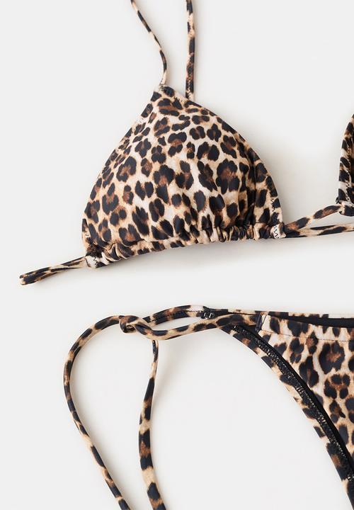 MANGO - Bikini top lea- brown