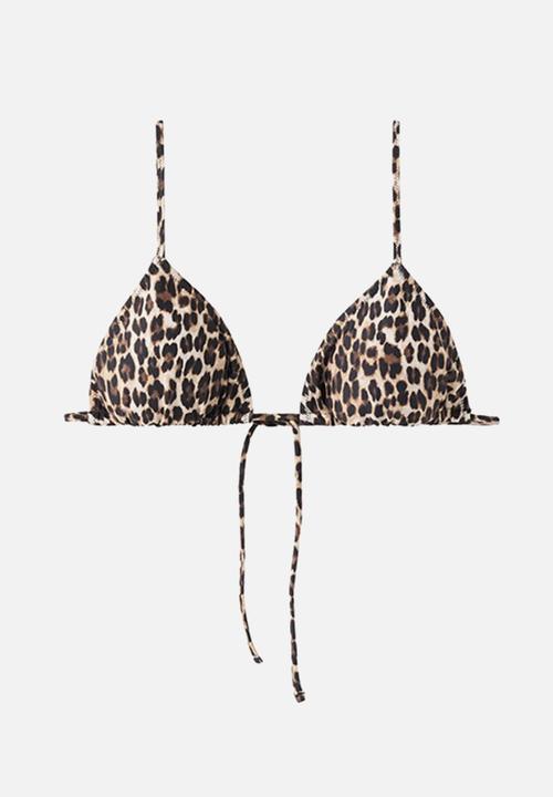 MANGO - Bikini top lea- brown
