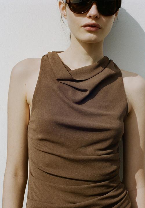 MANGO - Dress mulan - brown