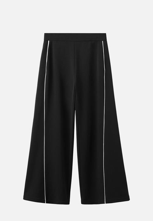 MANGO - Trousers pipin- black