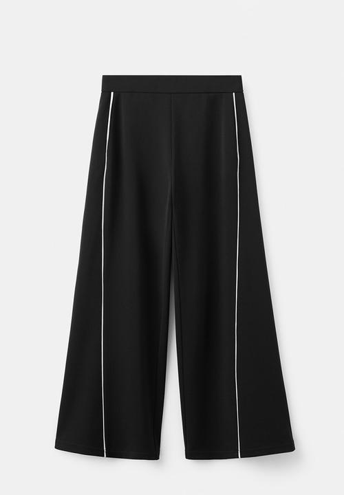 MANGO - Trousers pipin- black