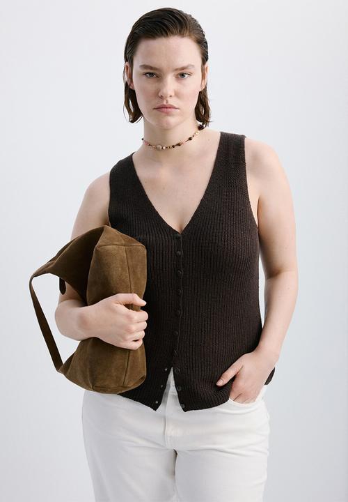 MANGO - Vest jazmin - dark brown
