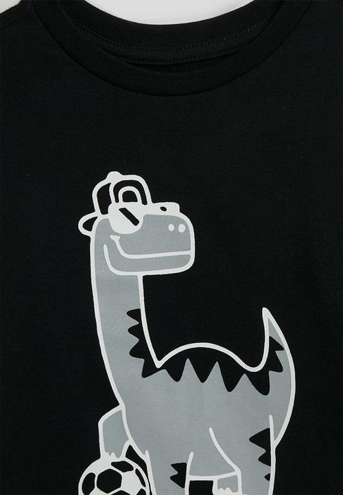 Pop Candy - Dino graphic pj set - black/charcoal stripe