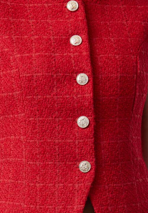 Trendyol - Regular Tweed Round Neck Woven Vest - Red