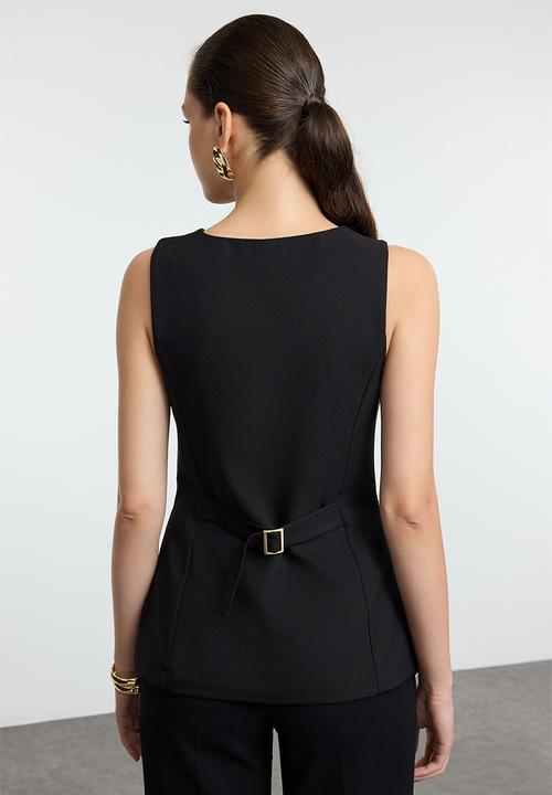 Trendyol - Round Neck Woven Vest - Black