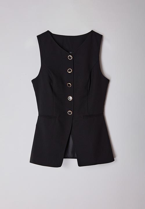 Trendyol - Round Neck Woven Vest - Black