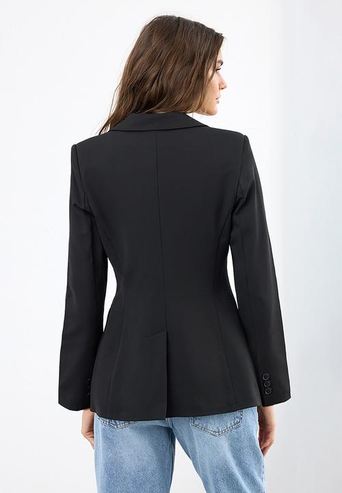 Trendyol - Fitted/Waist-Sitting Woven Blazer Jacket - Black