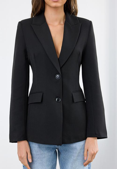 Trendyol - Fitted/Waist-Sitting Woven Blazer Jacket - Black