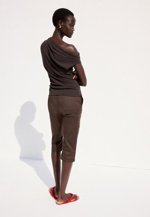 MANGO - T-shirt juline - dark brown