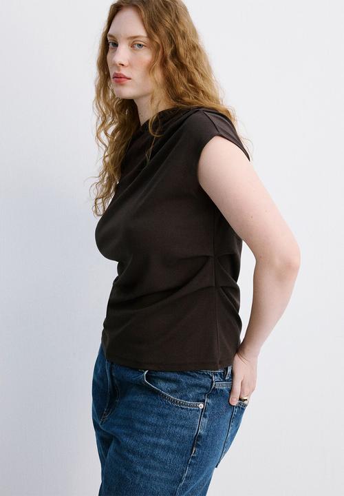MANGO - T-shirt juline - dark brown