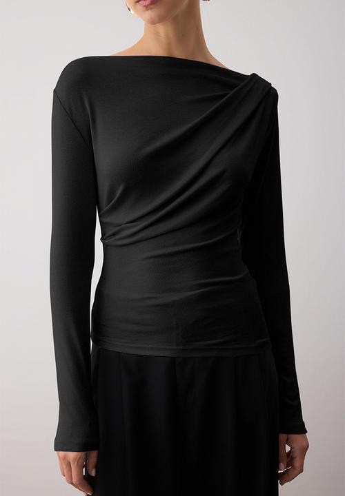 Trendyol - Slim Fit Asymmetric Knitted Blouse - Black