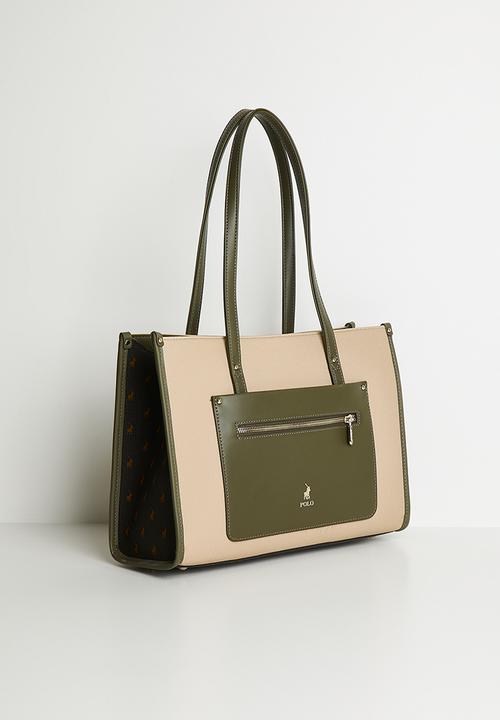 POLO - Palma book tote bag - olive & neutral