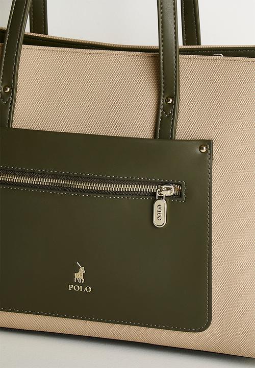 POLO - Palma book tote bag - olive & neutral