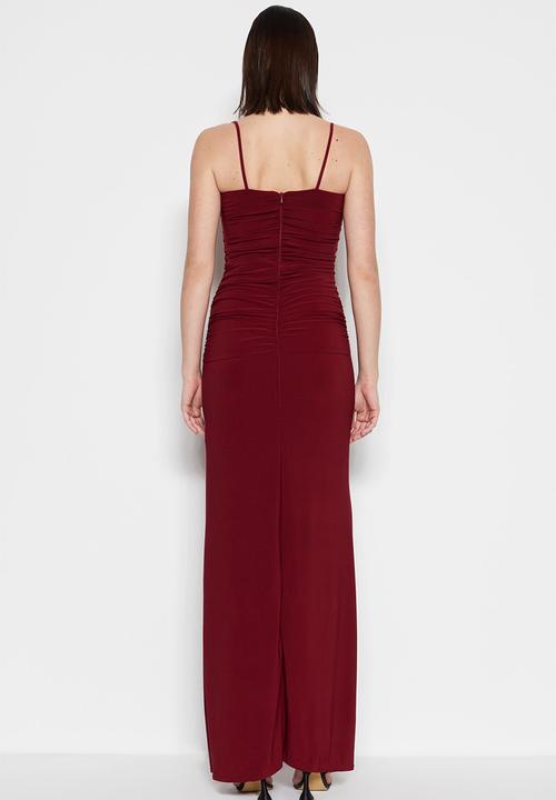 Trendyol - Knitted Long  Evening Dresss - Burgundy