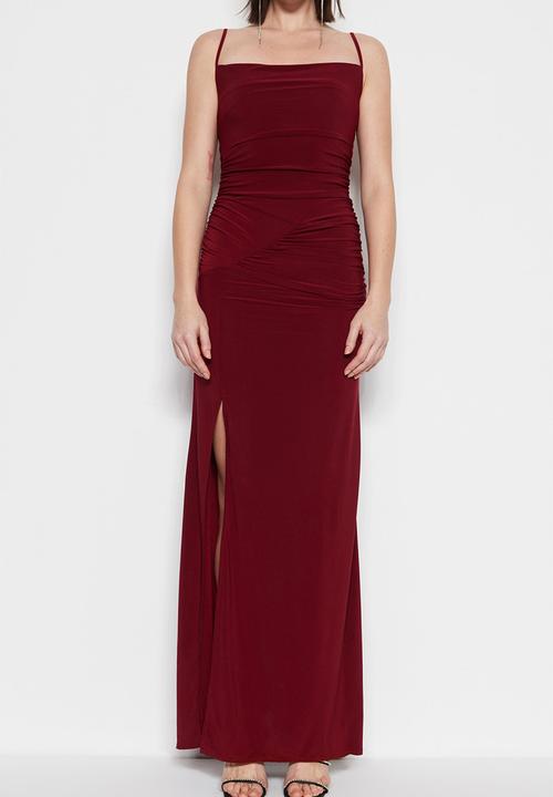 Trendyol - Knitted Long  Evening Dresss - Burgundy