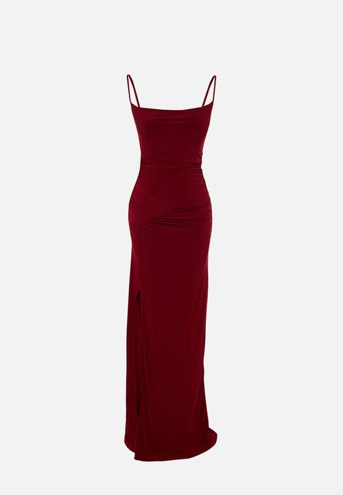 Trendyol - Knitted Long  Evening Dresss - Burgundy